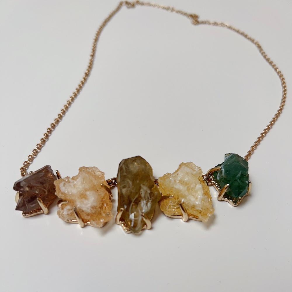 Necklace with raw gemstones